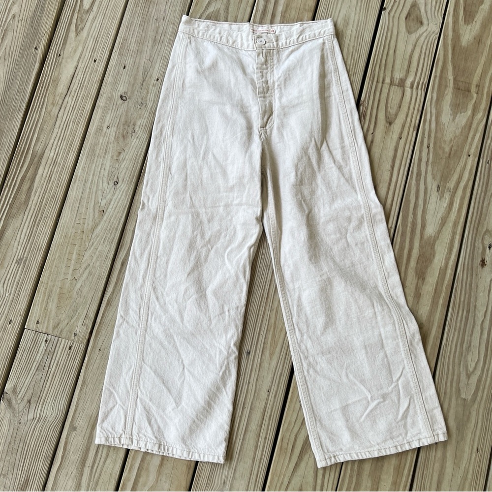 Levi’s Ribcage Wide-Leg Crop jeans pants white cream denim 28 high waist rise